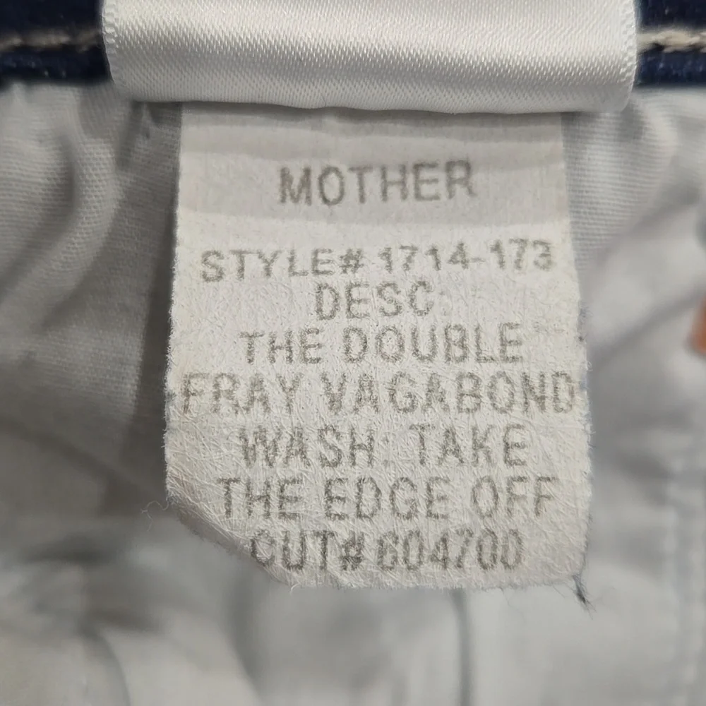 Mother Double Fray Vagabond‎ Jeans in Take The Edge Off Size 30 Distressed USA